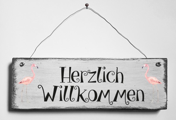 Türschild • Herzlich Wilkommen Flamingos